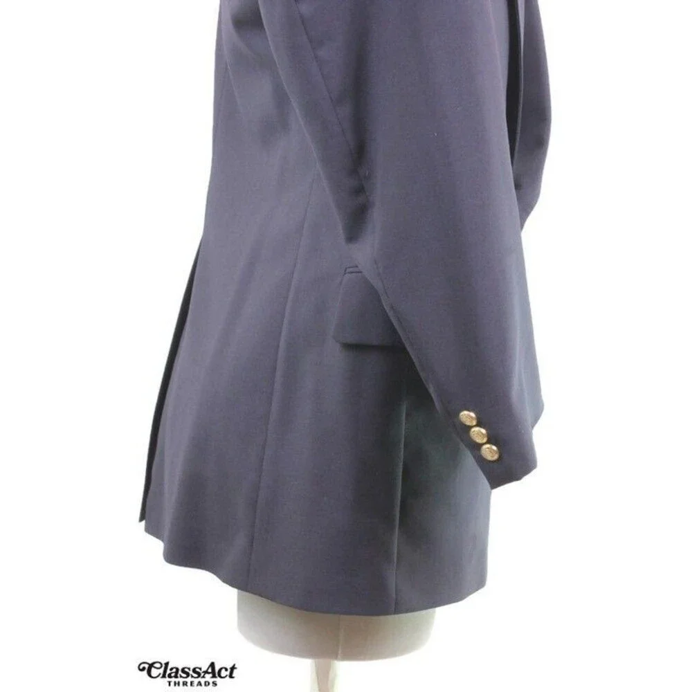 Vtg Jos A Bank Navy Blue Gold 2 Button Wool Blazer Suit Jacket Sport Coat 44L